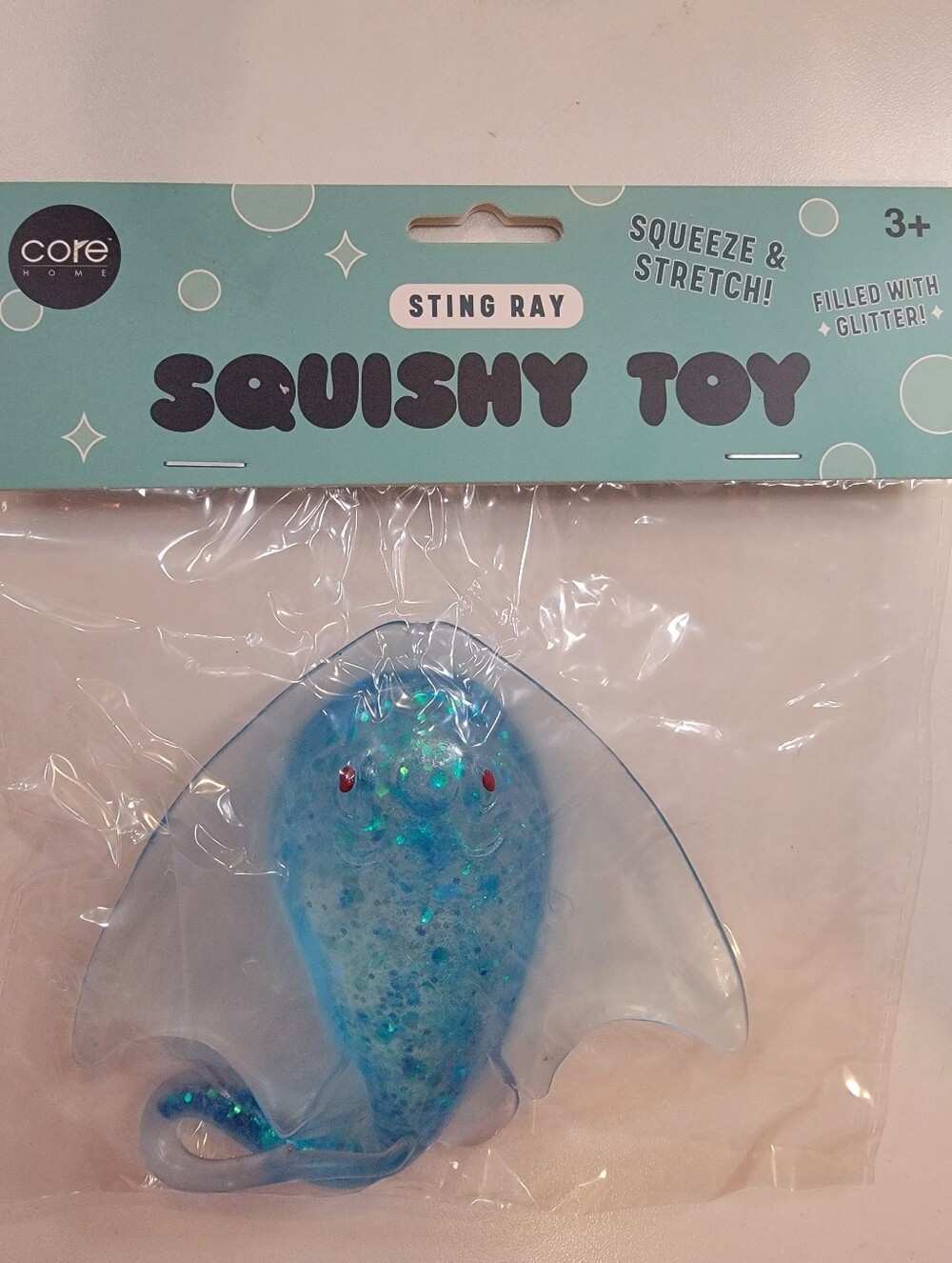 Blue Sting Ray Squishy Toy with Glitter